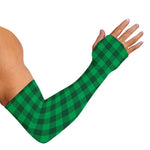Irish Green Buffalo Check Pattern Print Sun Protection Arm Sleeves