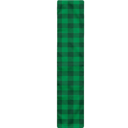 Irish Green Buffalo Check Pattern Print Table Runner