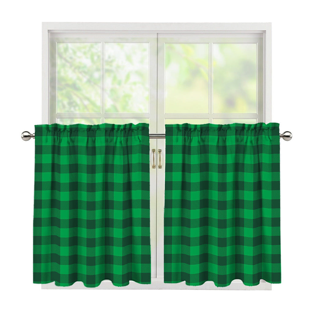 Irish Green Buffalo Check Pattern Print Tier Curtains