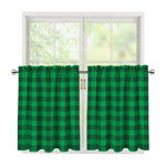 Irish Green Buffalo Check Pattern Print Tier Curtains