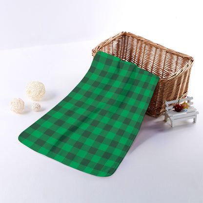 Irish Green Buffalo Check Pattern Print Towel