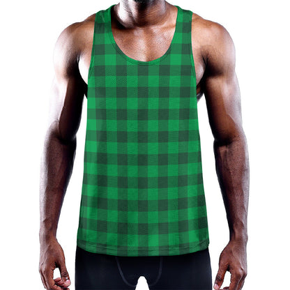 Irish Green Buffalo Check Pattern Print Training Tank Top