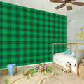 Irish Green Buffalo Check Pattern Print Wall Sticker