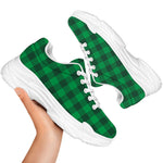 Irish Green Buffalo Check Pattern Print White Chunky Shoes