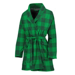 Irish Green Buffalo Check Pattern Print Women's Bathrobe
