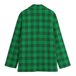 Irish Green Buffalo Check Pattern Print Women's Blazer