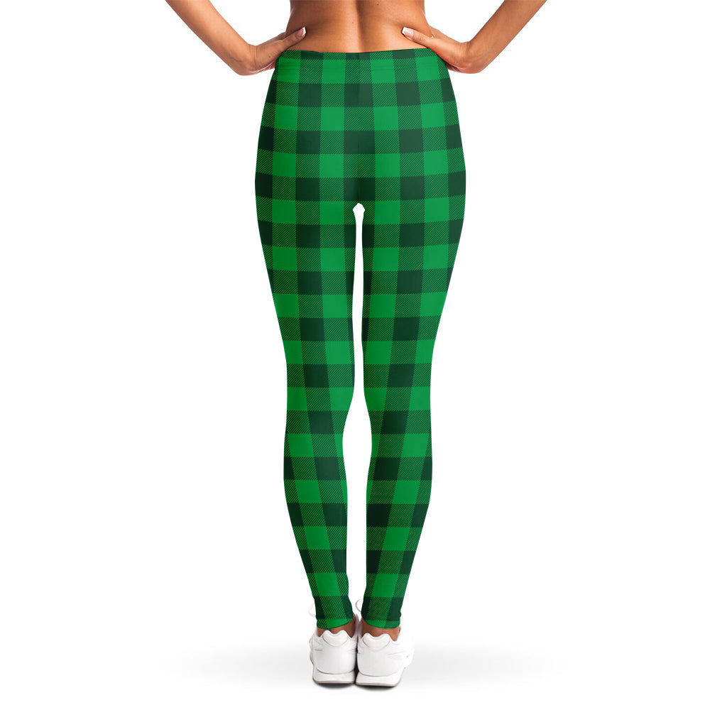 Irish Green Buffalo Check Pattern Print Women's Leggings