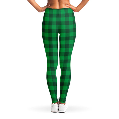 Irish Green Buffalo Check Pattern Print Women's Leggings