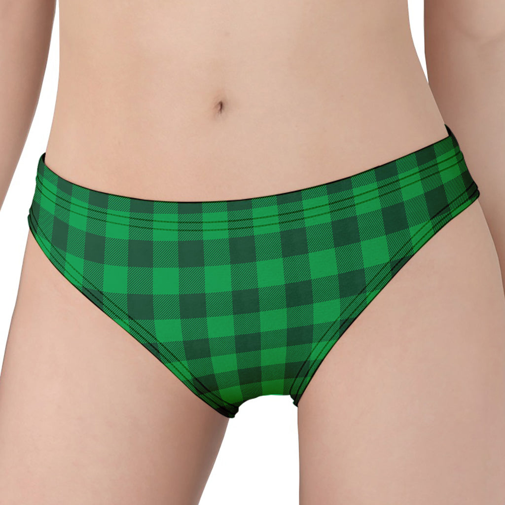 Irish Green Buffalo Check Pattern Print Women's Panties