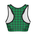 Irish Green Buffalo Check Pattern Print Women's Sports Bra