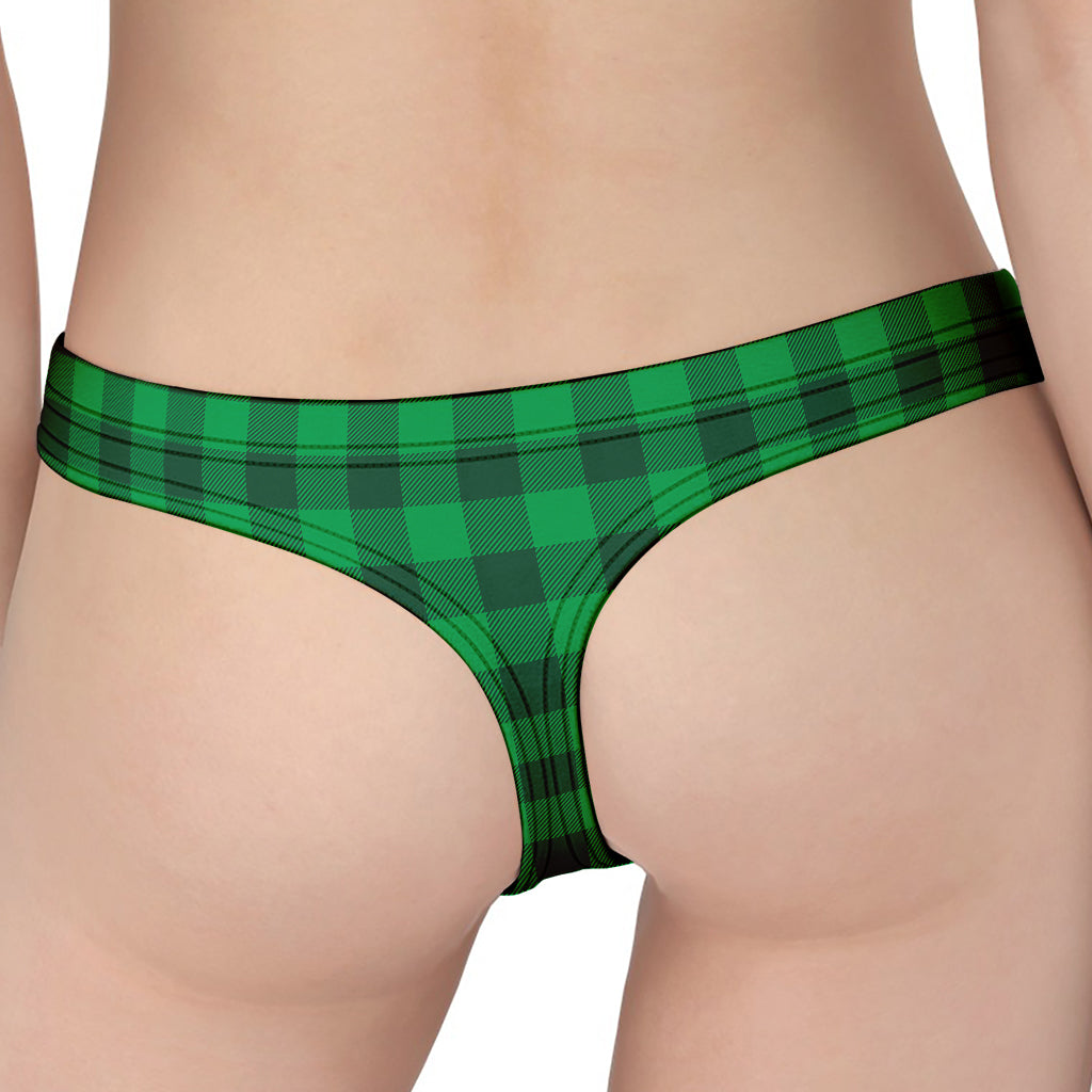 Irish Green Buffalo Check Pattern Print Women's Thong