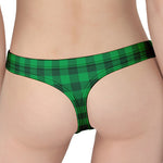 Irish Green Buffalo Check Pattern Print Women's Thong