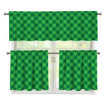 Irish Green Buffalo Plaid Print 3 Piece Kitchen Curtains