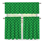 Irish Green Buffalo Plaid Print 3 Piece Kitchen Curtains