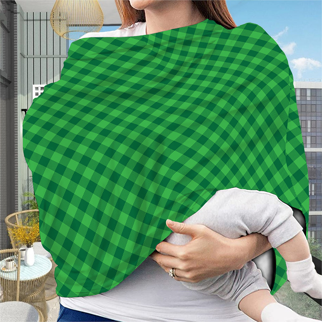 Irish Green Buffalo Plaid Print Baby Seat Cover