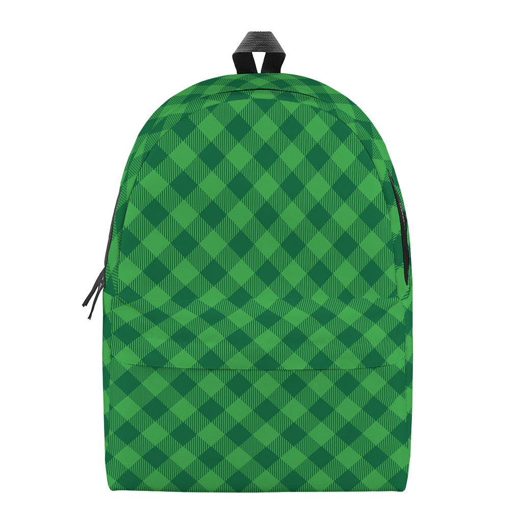 Irish Green Buffalo Plaid Print Backpack