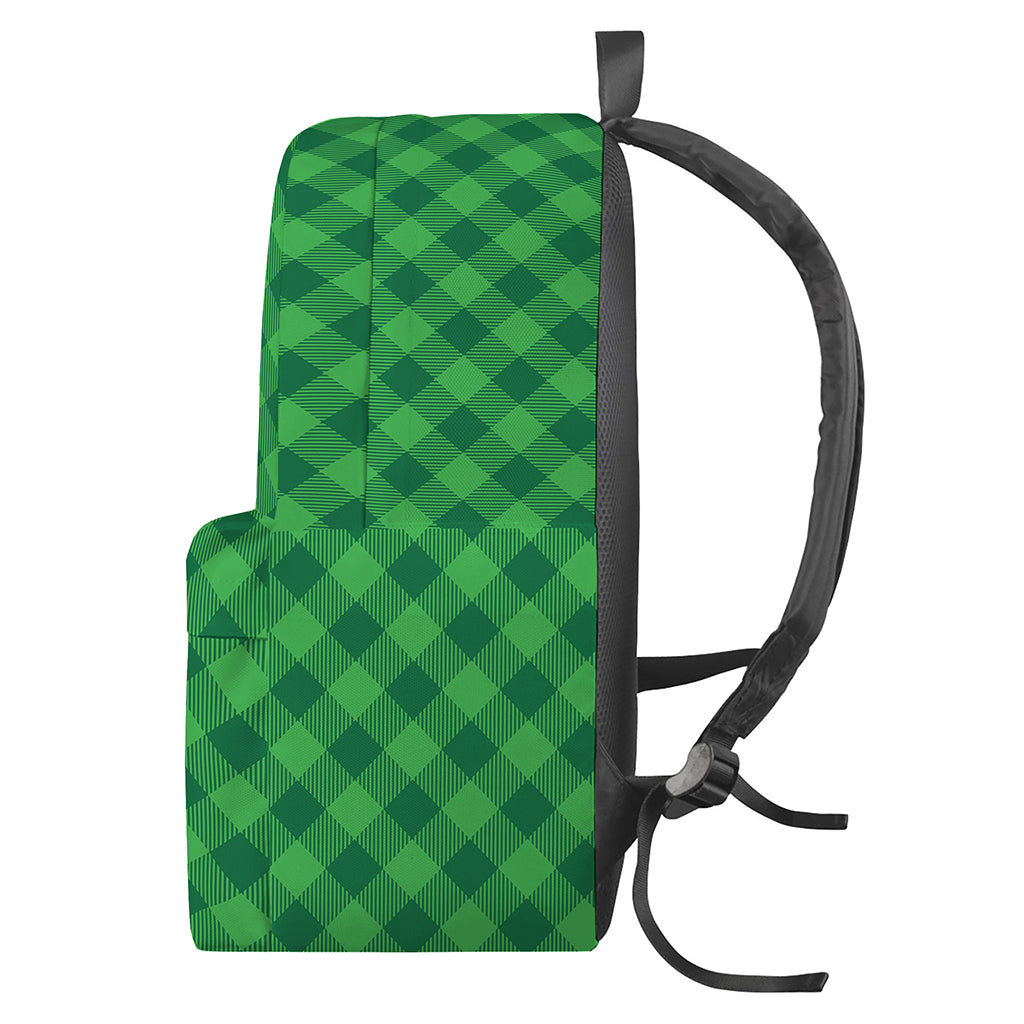 Irish Green Buffalo Plaid Print Backpack