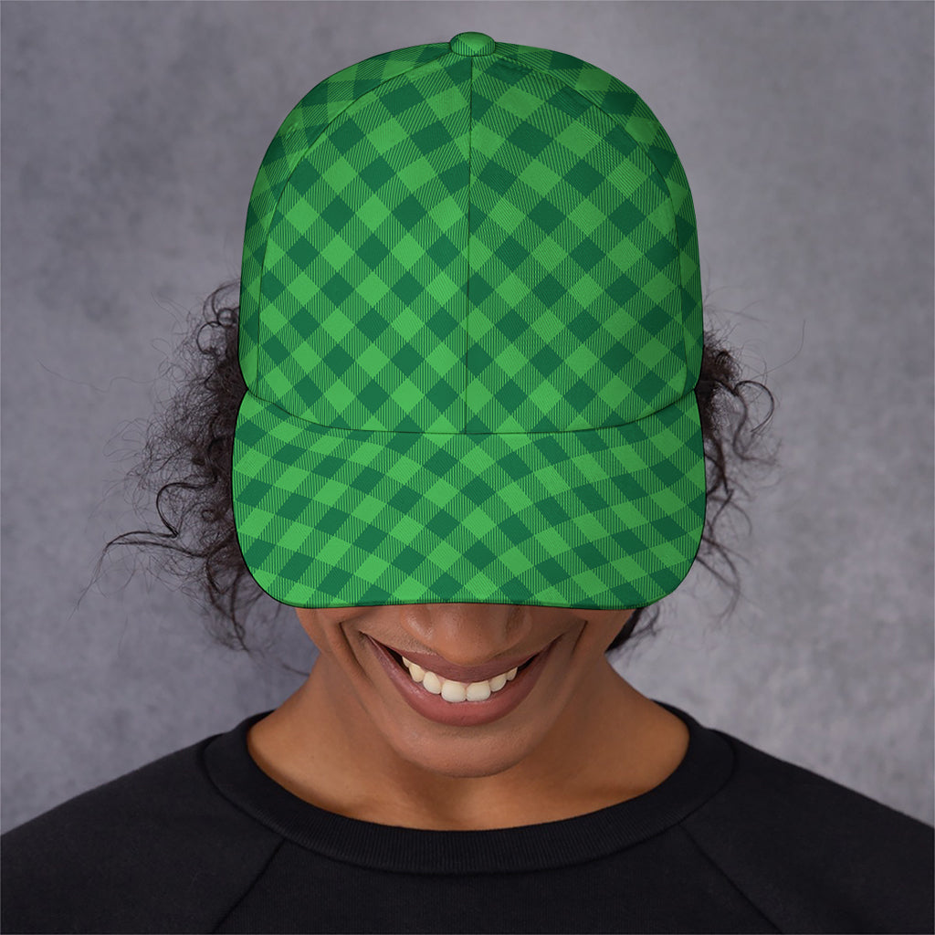 Irish Green Buffalo Plaid Print Baseball Cap