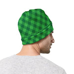 Irish Green Buffalo Plaid Print Beanie