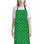 Irish Green Buffalo Plaid Print Bib Apron With Pocket