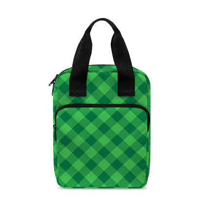 Irish Green Buffalo Plaid Print Bible Tote Bag