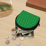 Irish Green Buffalo Plaid Print Coin Purse