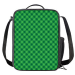 Irish Green Buffalo Plaid Print Crossbody Lunch Bag