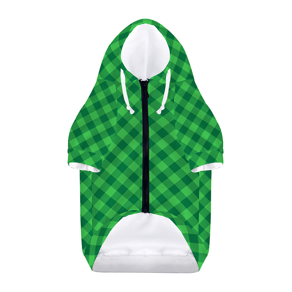Irish Green Buffalo Plaid Print Dog Zip Up Hoodie
