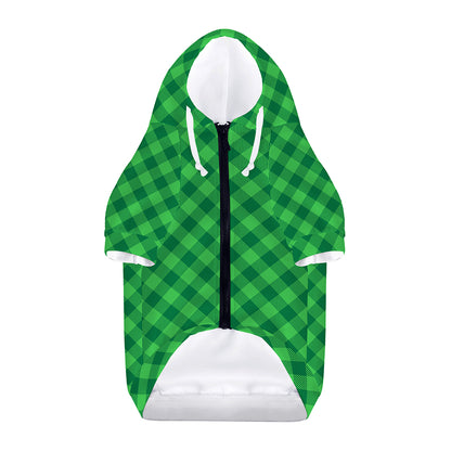 Irish Green Buffalo Plaid Print Dog Zip Up Hoodie