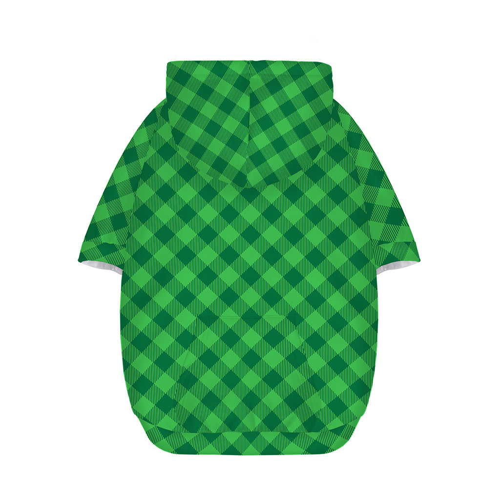 Irish Green Buffalo Plaid Print Dog Zip Up Hoodie