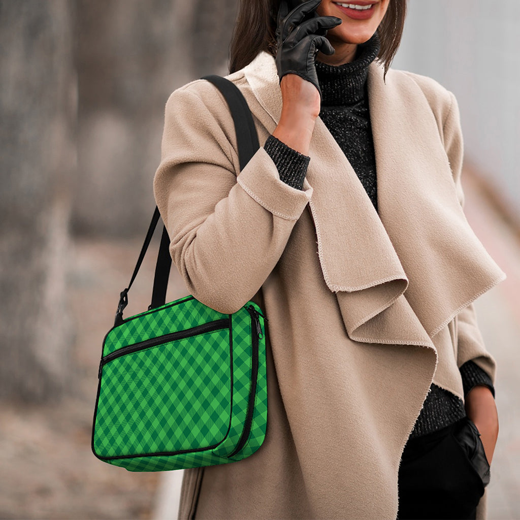 Irish Green Buffalo Plaid Print Double Strap Bible Bag