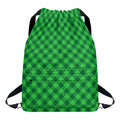 Irish Green Buffalo Plaid Print Drawstring Backpack