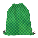 Irish Green Buffalo Plaid Print Drawstring Bag