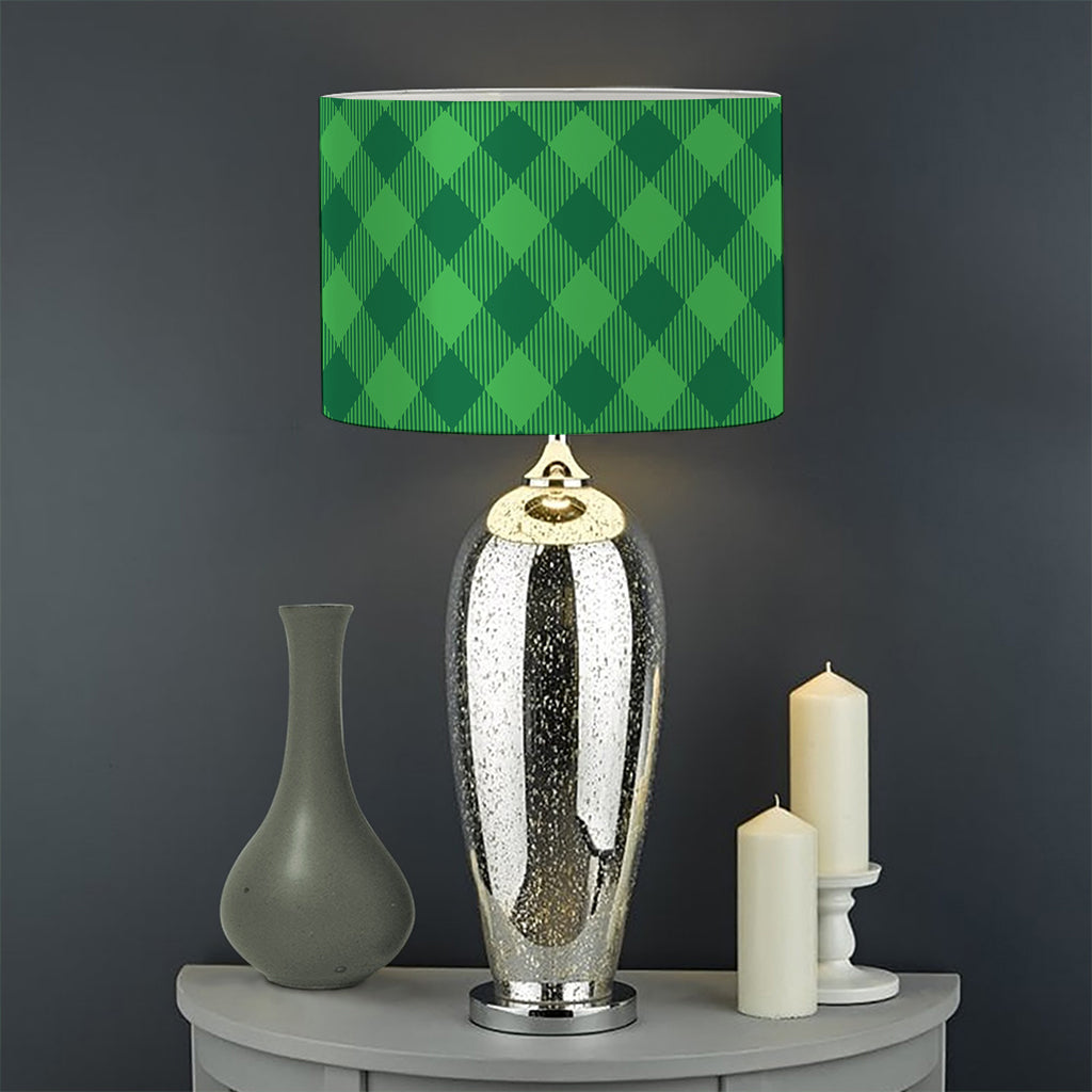 Irish Green Buffalo Plaid Print Drum Lamp Shade