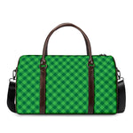 Irish Green Buffalo Plaid Print Duffle Bag