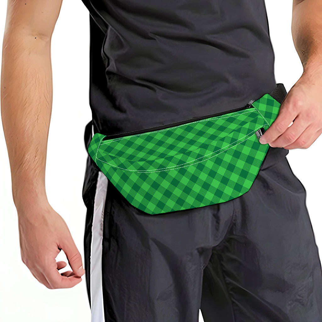 Irish Green Buffalo Plaid Print Fanny Pack