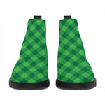 Irish Green Buffalo Plaid Print Flat Ankle Boots