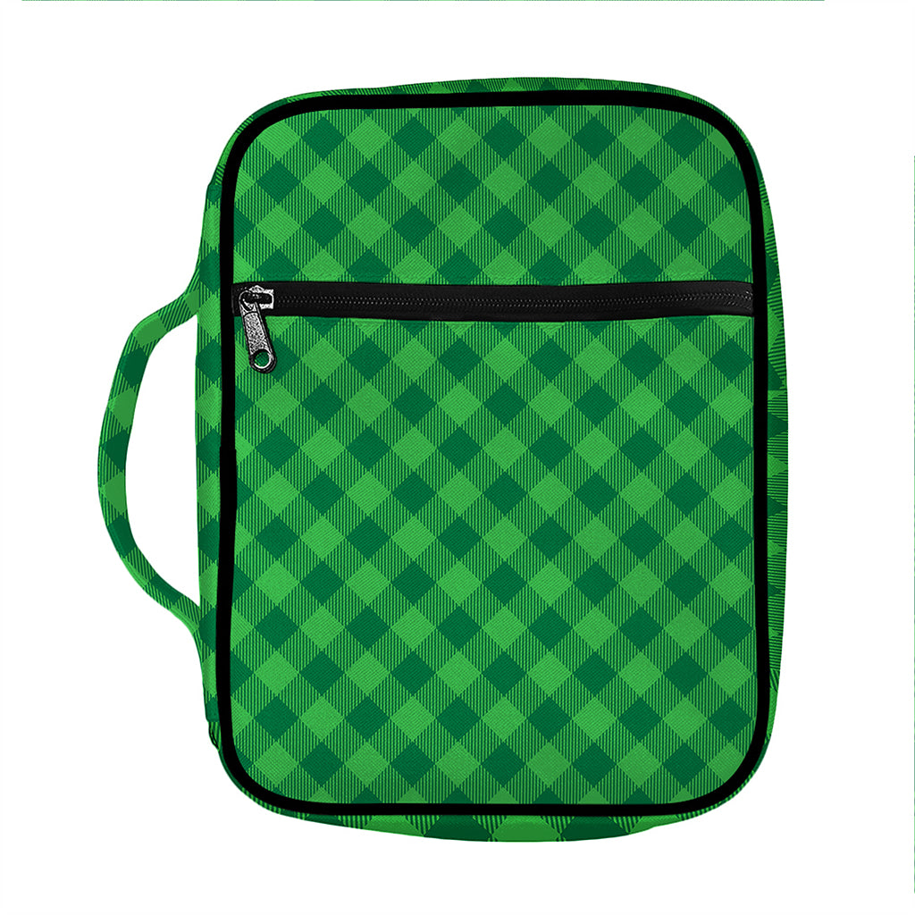 Irish Green Buffalo Plaid Print Front Pocket Bible Bag