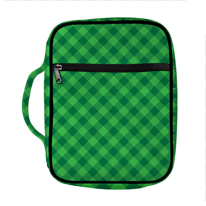 Irish Green Buffalo Plaid Print Front Pocket Bible Bag