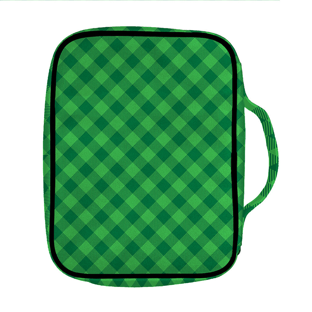 Irish Green Buffalo Plaid Print Front Pocket Bible Bag