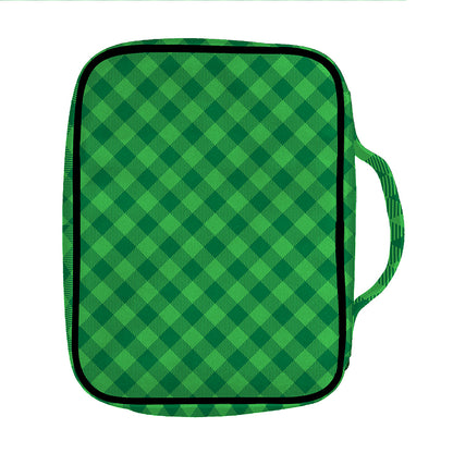 Irish Green Buffalo Plaid Print Front Pocket Bible Bag
