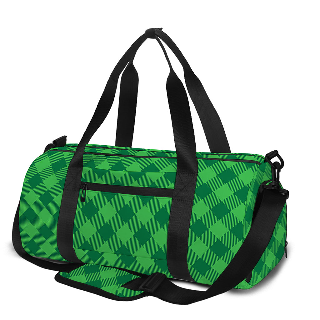 Irish Green Buffalo Plaid Print Gym Bag