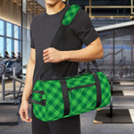 Irish Green Buffalo Plaid Print Gym Bag