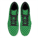 Irish Green Buffalo Plaid Print High Top Leather Sneakers
