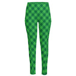 Irish Green Buffalo Plaid Print High-Waisted Pocket Leggings