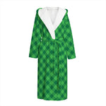 Irish Green Buffalo Plaid Print Hooded Bathrobe