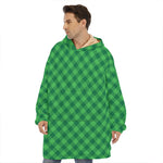 Irish Green Buffalo Plaid Print Hoodie Blanket