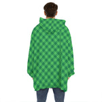 Irish Green Buffalo Plaid Print Hoodie Blanket