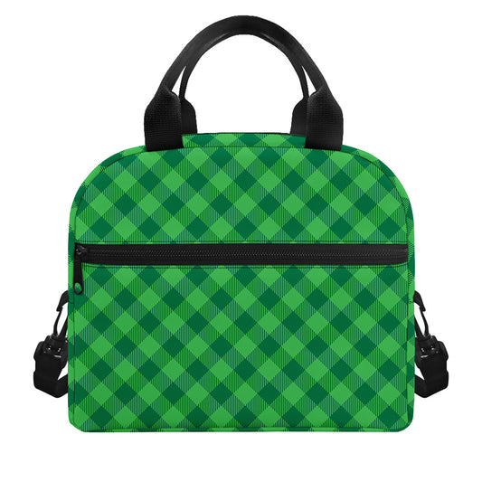 Irish Green Buffalo Plaid Print Insulated Lunch Bag