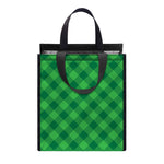 Irish Green Buffalo Plaid Print Insulated Lunch Tote